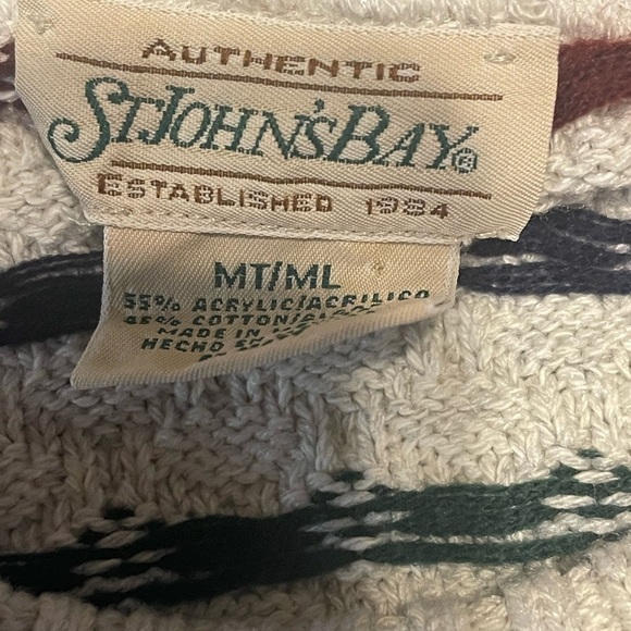 St. John's Bay Beige and Black Crewneck Sweater - Picture 6 of 7